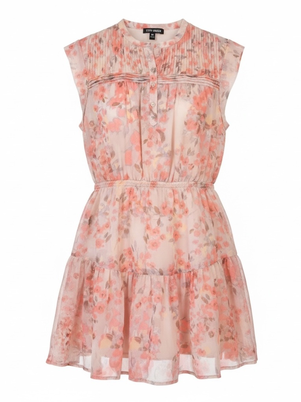 Steve Madden Faith Floral Mini Dress Pleated Bodice Tiered Ruffle Skirt Medium